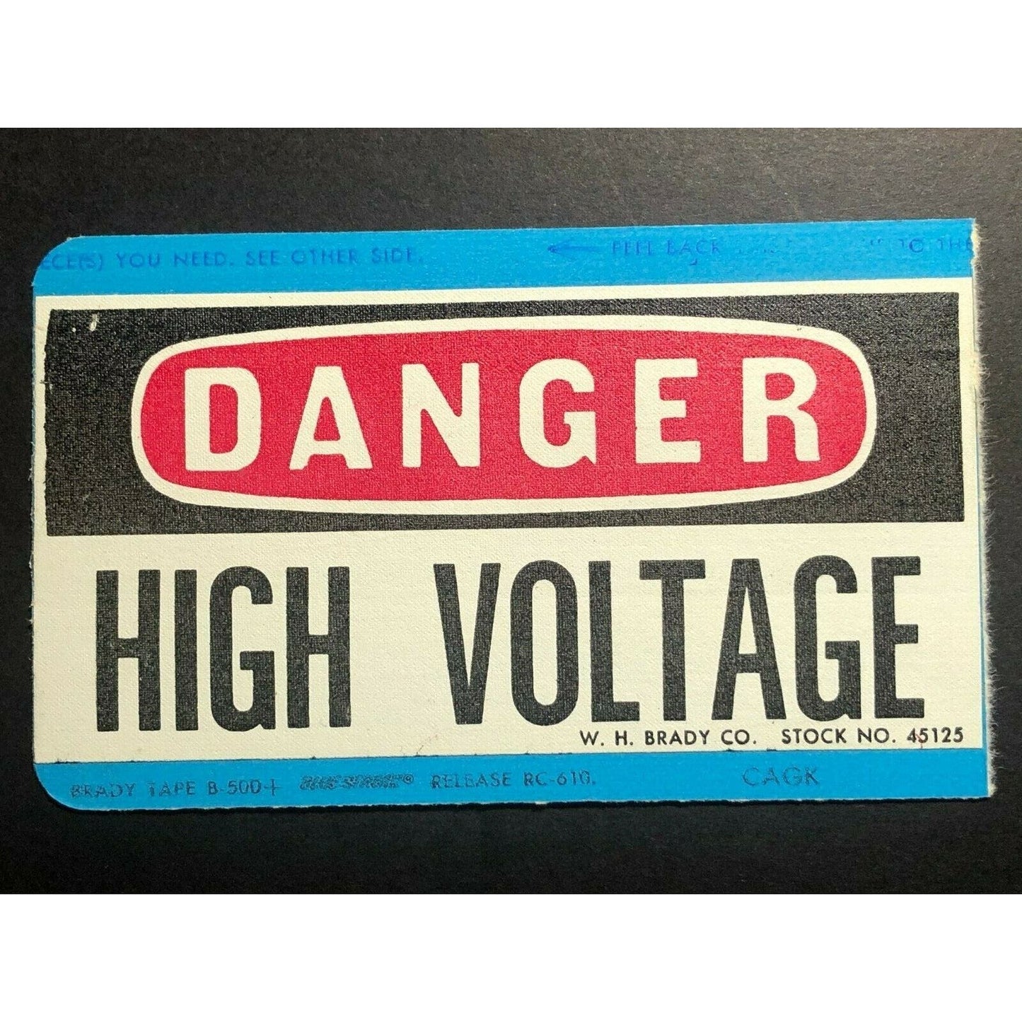 Vintage c1960's-70's W.H. Brady Co. "Danger High Voltage" - Commercial Use
