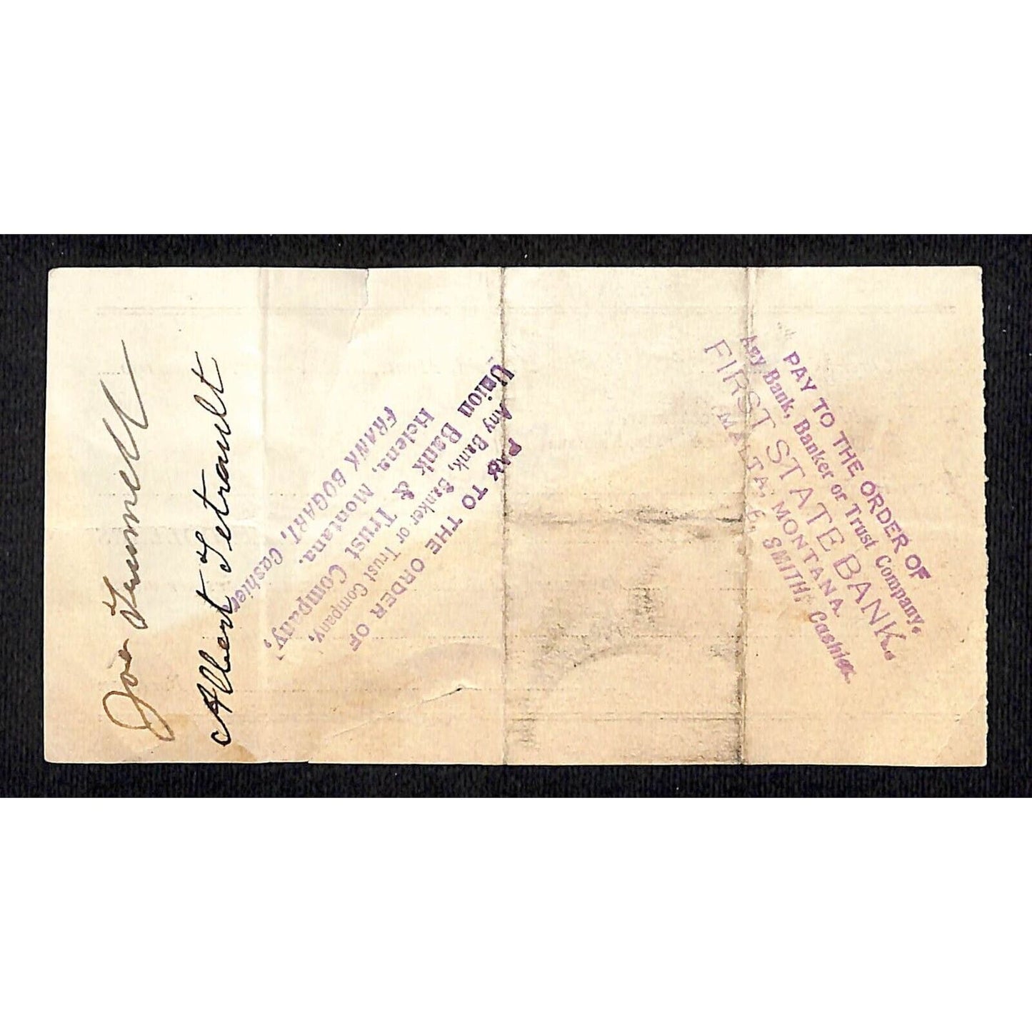 1903 Ashfield Great Falls Montana D.W Bateman Time Check / Receipt / Billhead