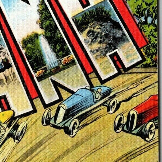 Indy 500 Linen Postcard 1938 "Greetings from Indiana" (E C Kroop) Unposted VGC