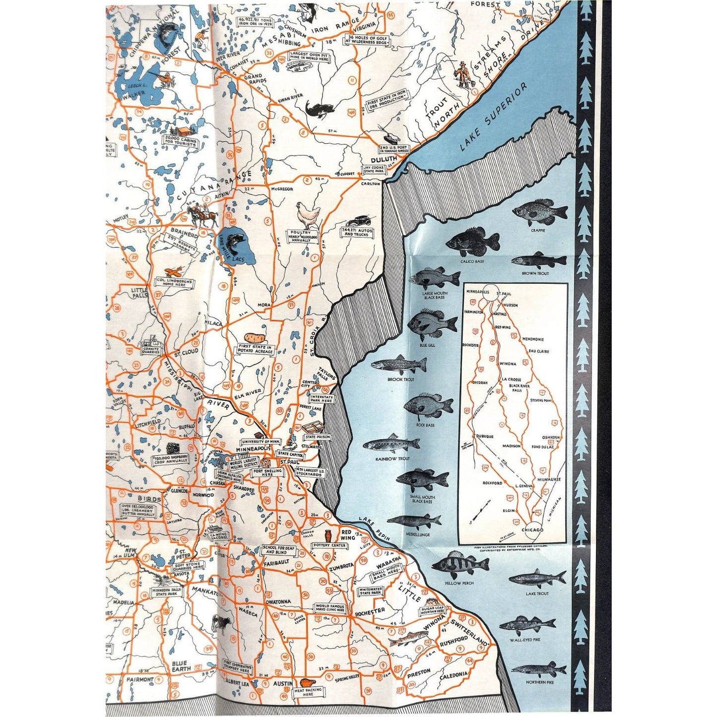 Minnesota "Where Dreams Still Come True" Map c1934 VGC Chicago World's Fair*
