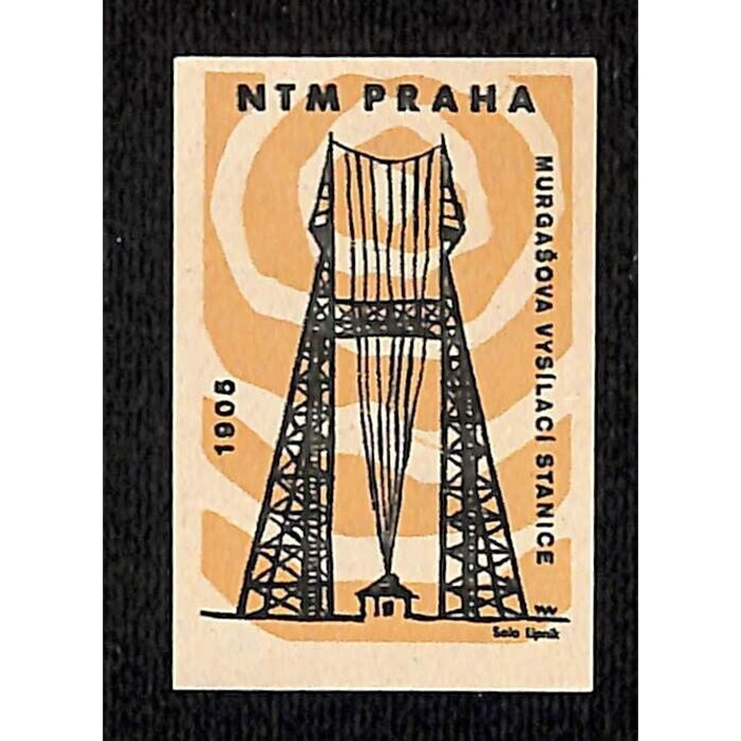 Vintage Matchbox Label National Technical Museum Prague Broadcast Station c1960