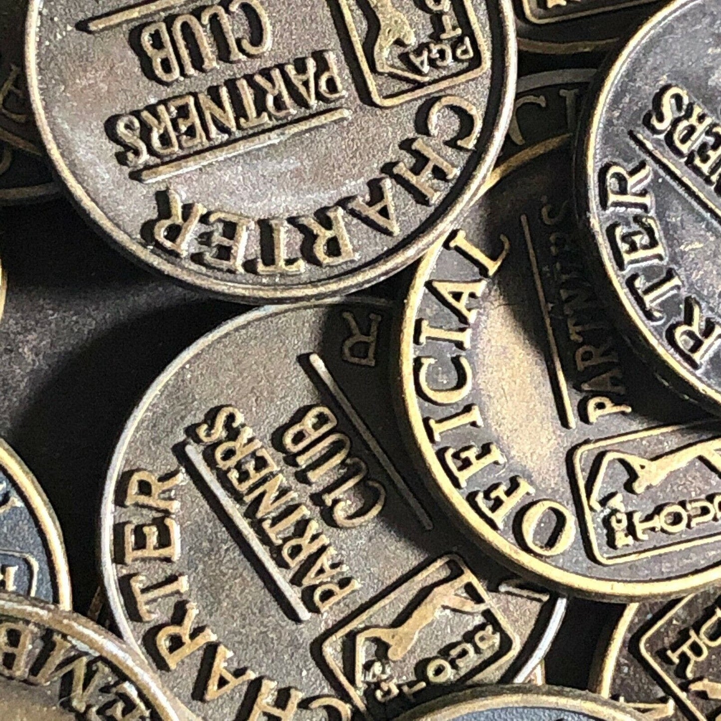 Group of 15 Antiqued Bronze PGA "Partners Club" Token / Golf Ball Marker