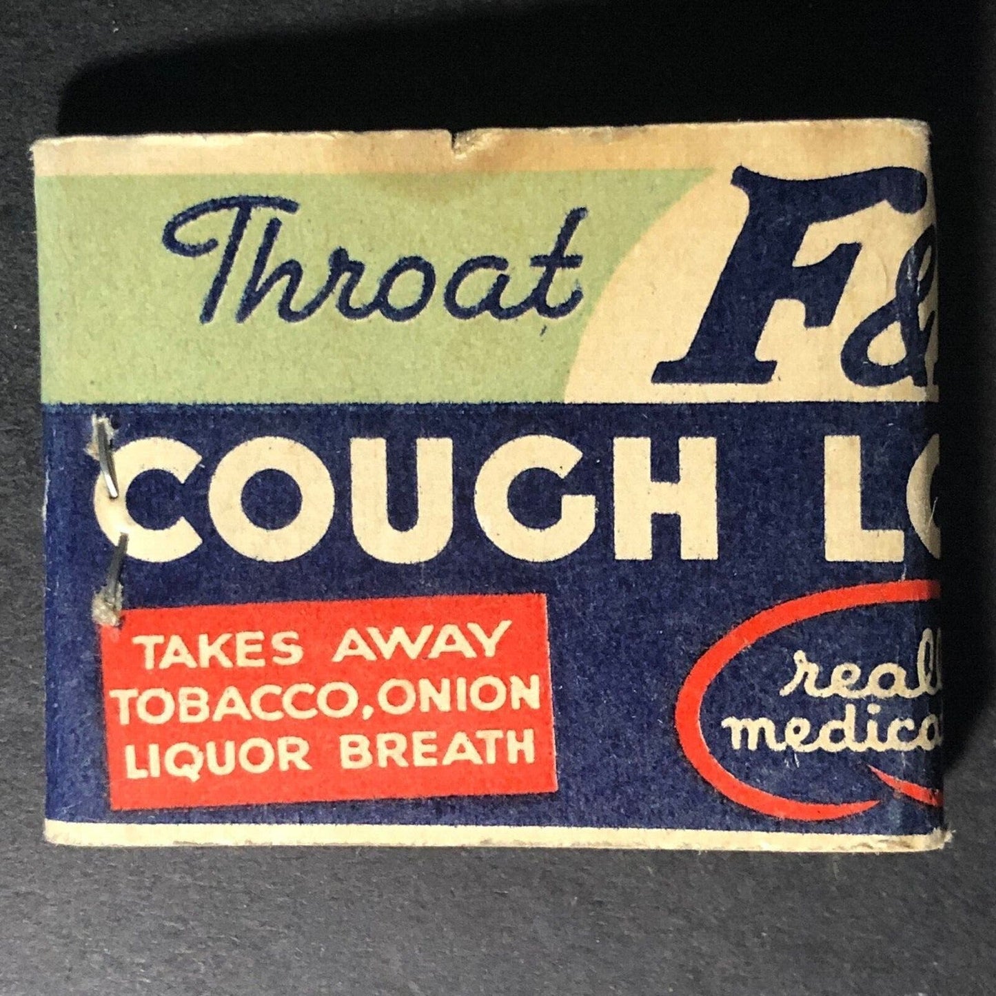 F & F Cough Lozenges Full 20-Strike Matchbook c1940's VGC Scarce Walgreens