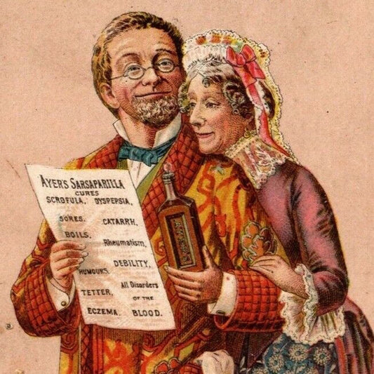 Ayer's Honduras Sarsaparilla Deacon Reads List of Cures Victorian Trade Card