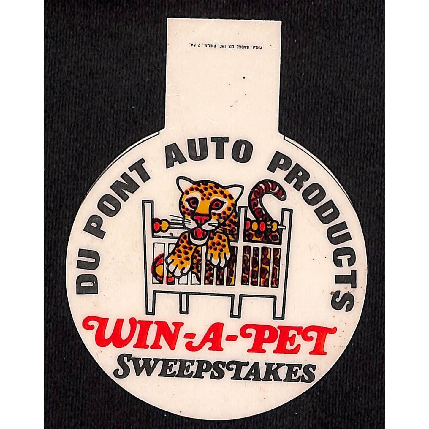 Du Pont Auto Products Win-A-Pet Sweepstakes Plastic Disc Oil Gas Adv. c1967