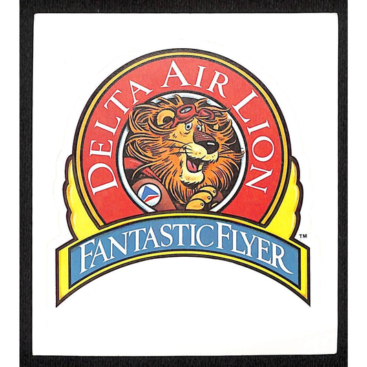 Delta Air Lion Fantastic Flyer Die Cut Luggage Sticker / Label c1980's VGC