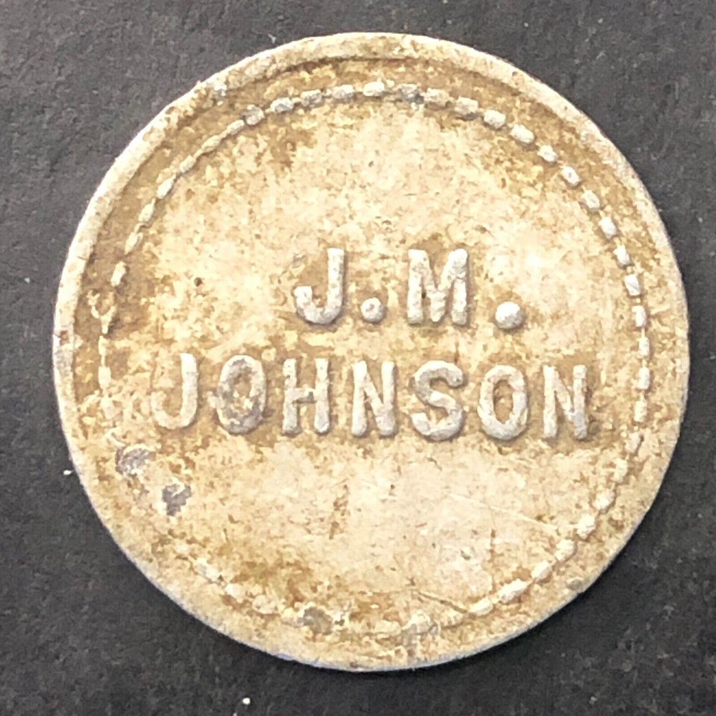 J.M. Johnson G/F 5c Merchandise Trade Token Alum. 20mm Unknown