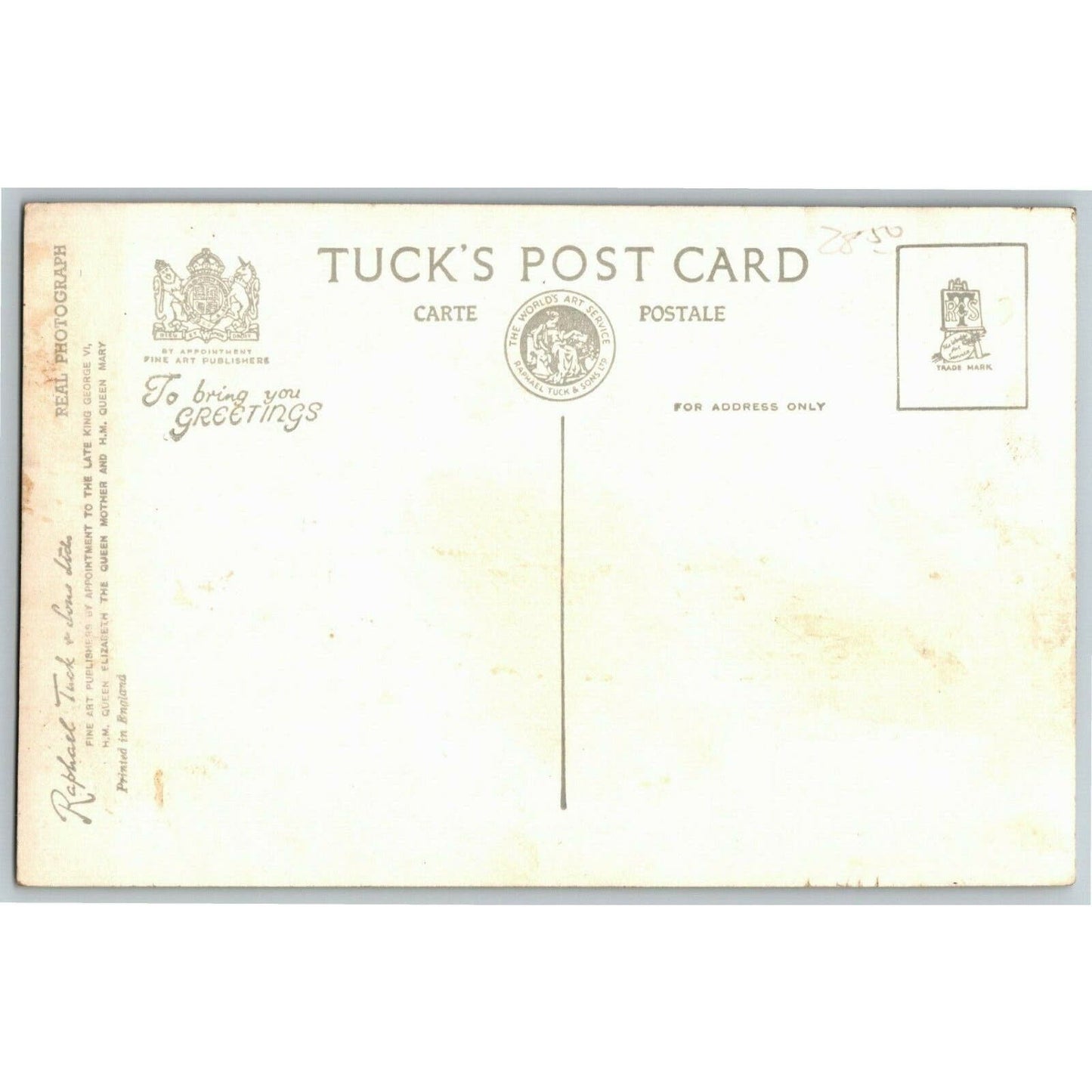 Princess Anne & Prince Charles - Portrait as Children Tuck's RPPC Postcard