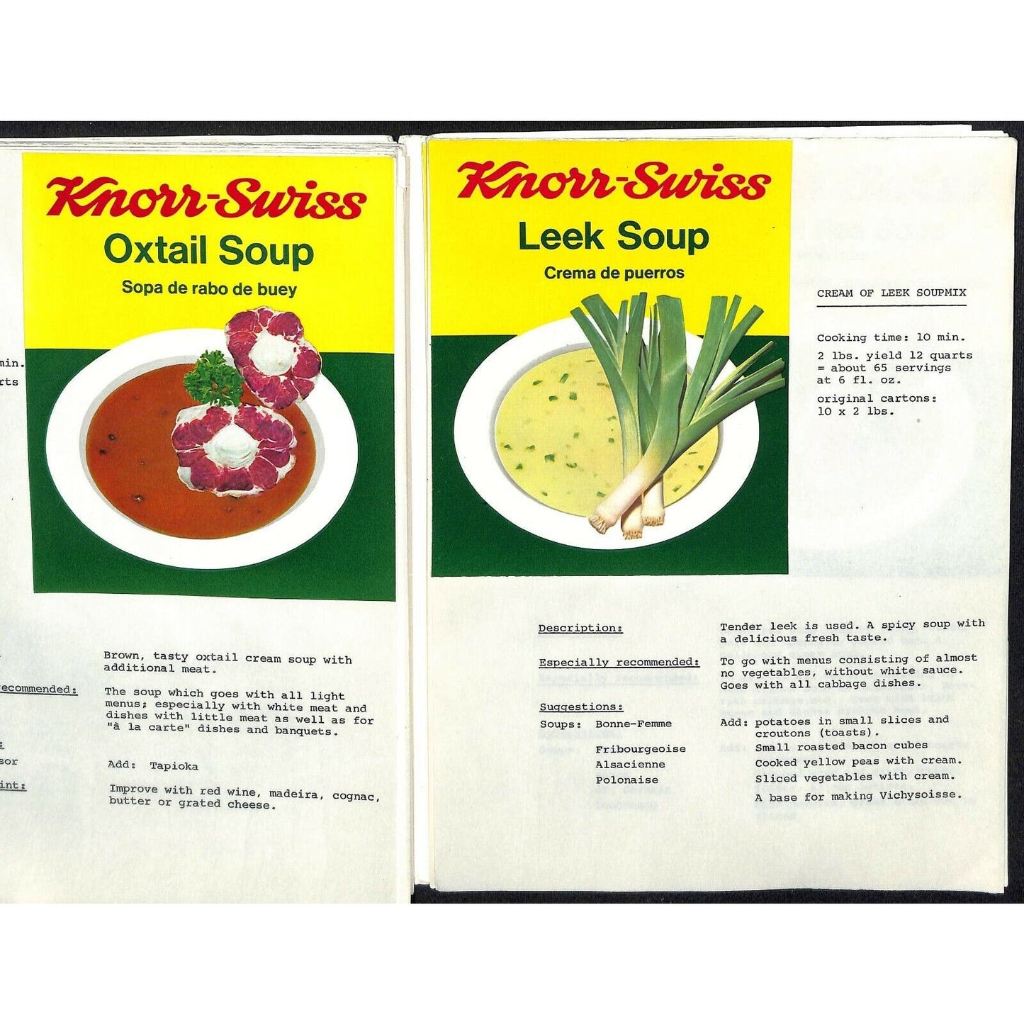 Knorr-Swiss Imported Food Service - Company Binder of 30+ Labels on Spec Sheets