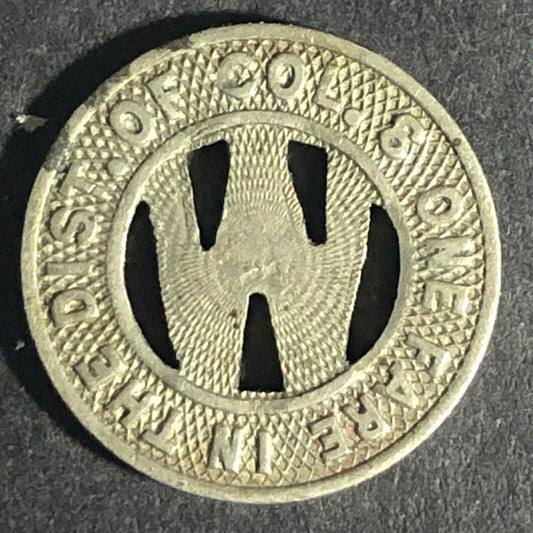 Capital Transit Co. "One Fare In the Dist. of Col." WM Transit Token 16.5mm