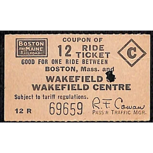 Boston and Maine Railroad Ticket / Coupon to Wakefield #69659