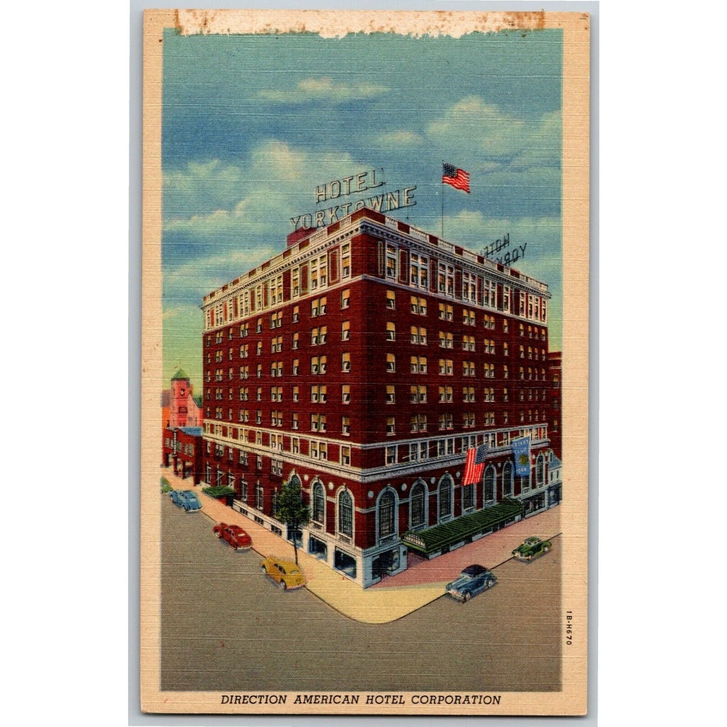 Vintage Linen Postcard Yorktowne Hotel, York, PA Unposted