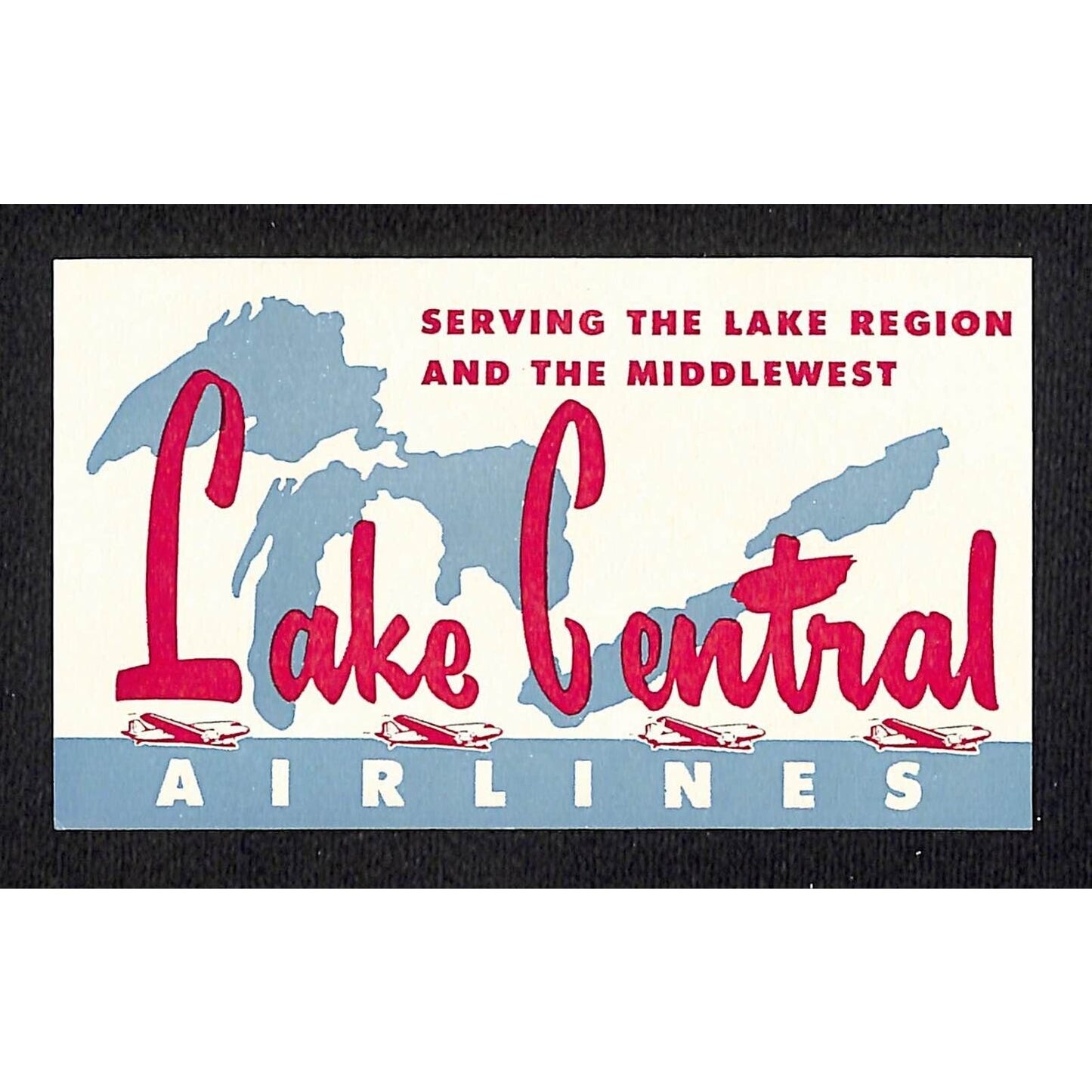Lake Central Airlines (1950-68) Airline Gum Label Lake Region Middlewest VGC