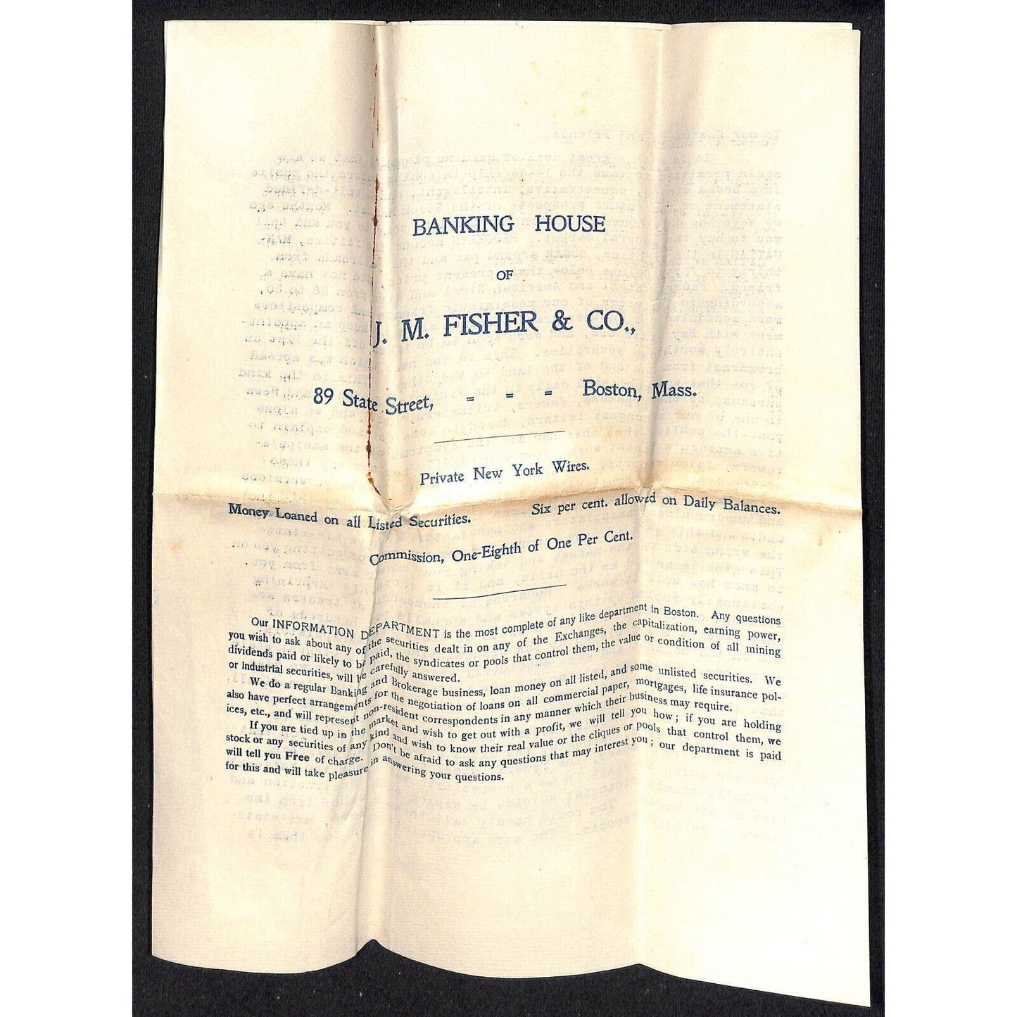 Newburgh, ME Amos W. Knowlton* 1901 Boston JM Fisher Cambria Mining Stock Offer+