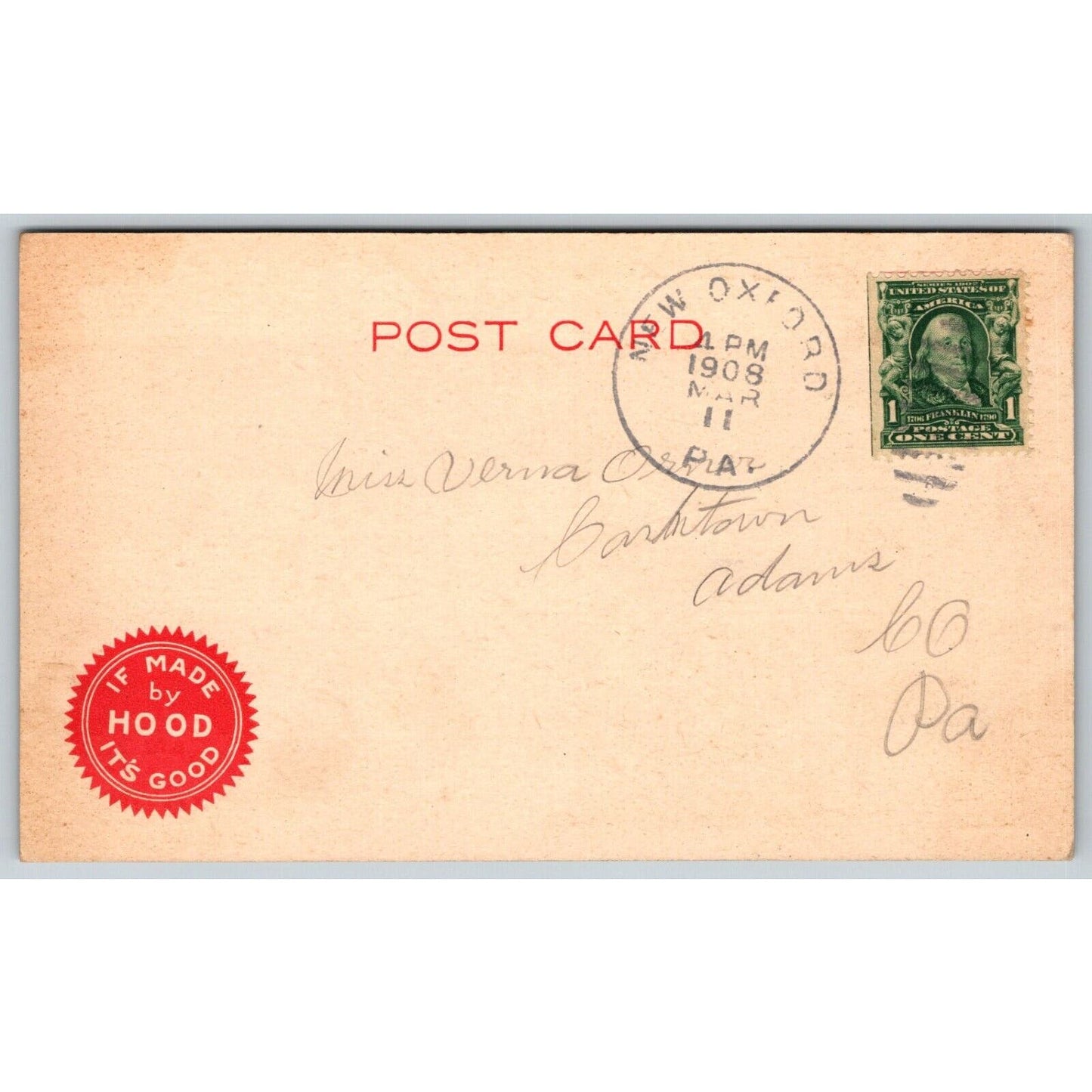 Hood's Sarsaparilla "Born Tired" Puppy Yawning Advertising Postcard PM 1908 VGC