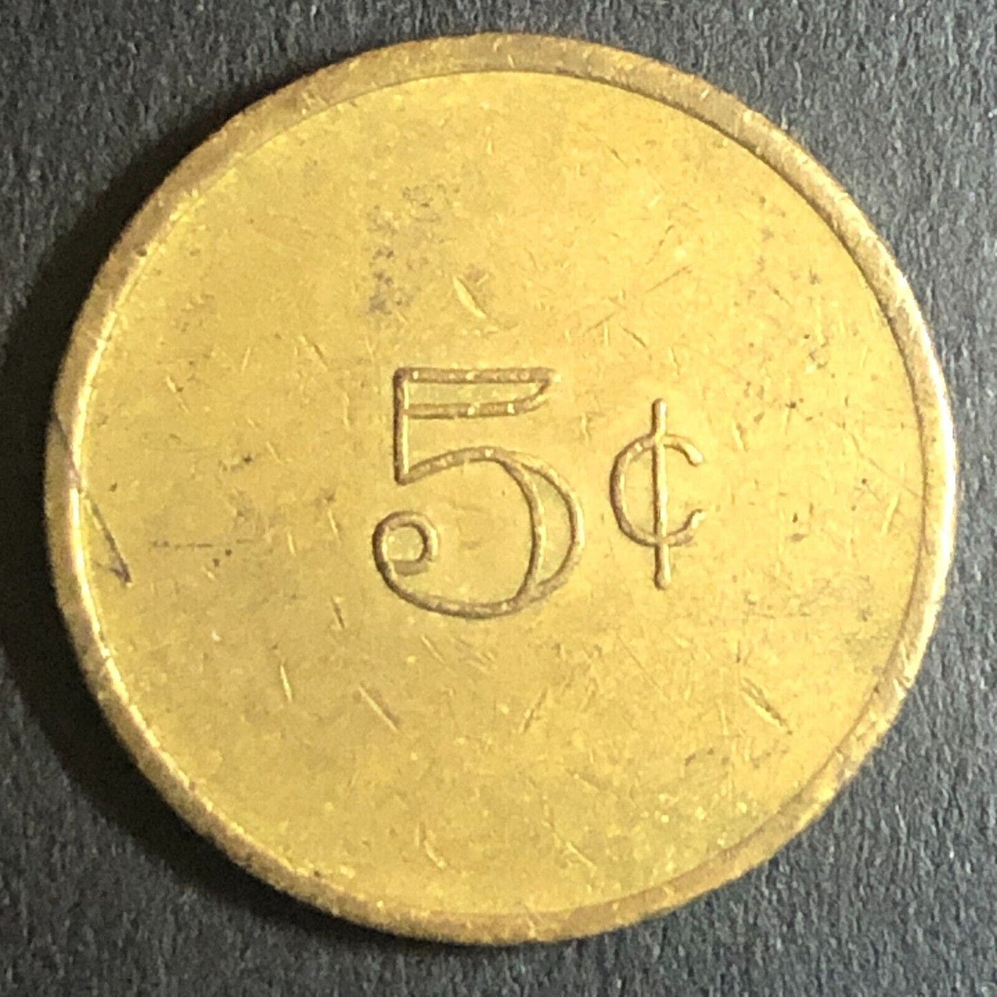 Vietnam ?* Trade Token Military 5c Cents Brass 21mm