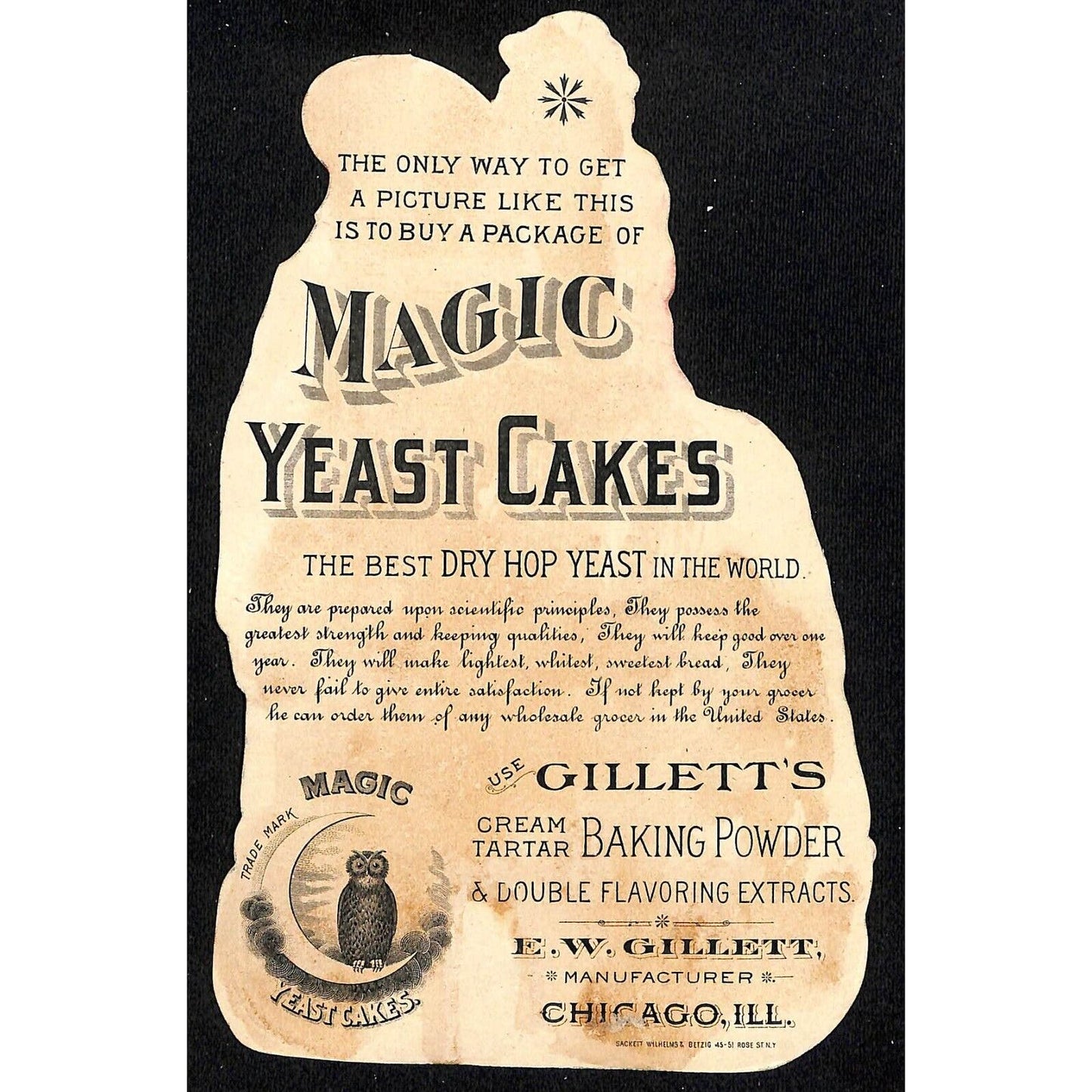 Magic Yeast Cakes E.W. Gillett Chicago Large Victorian Trade Card Horse Boy Girl