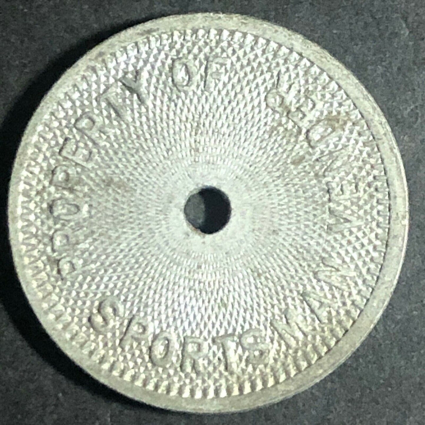 Vintage 21mm Plated Brass "Sportsman Vender Spiral Pattern Token