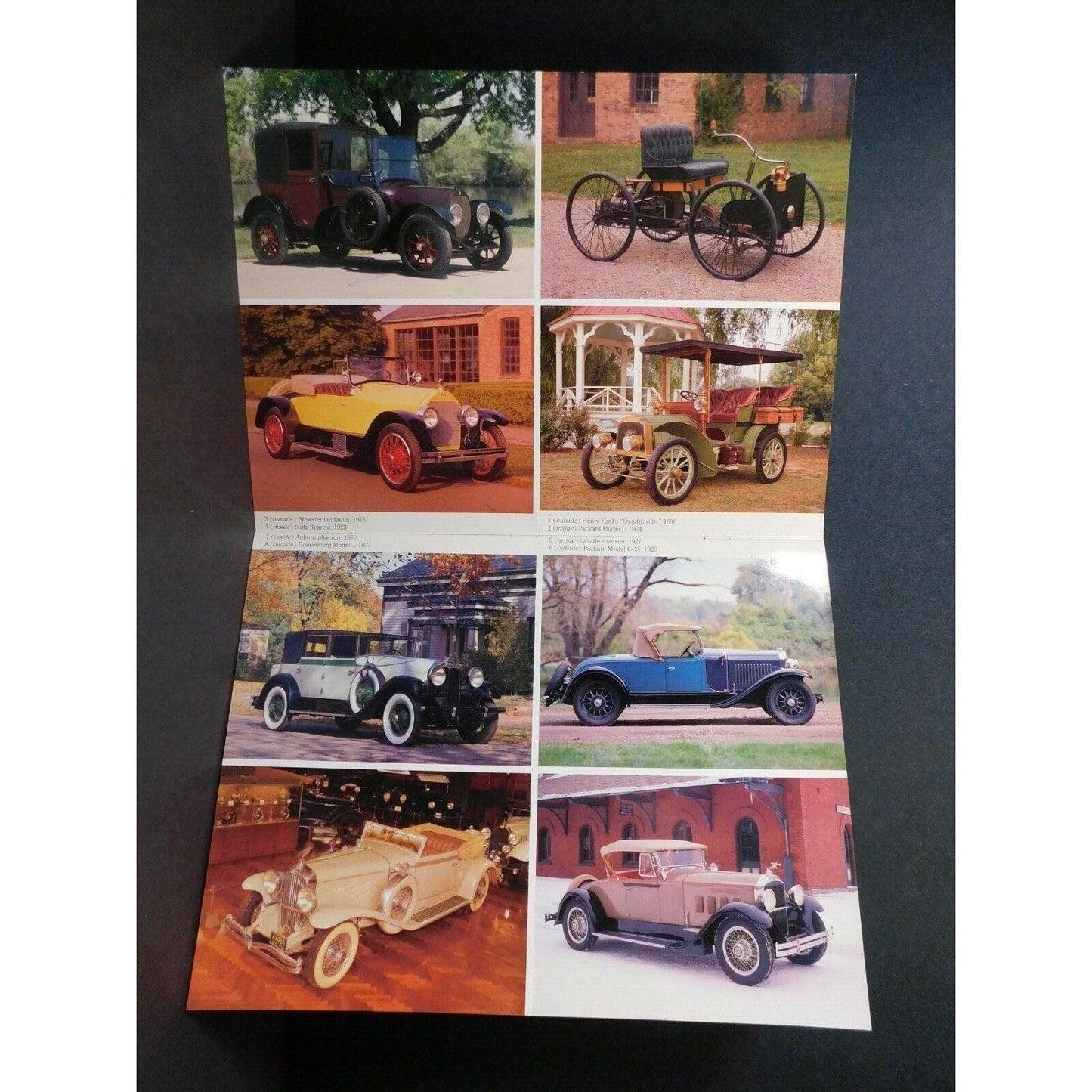 1989 Historic Cars Photo Postcard Book - 24 Glossy Tear-Outs - Mint Condition