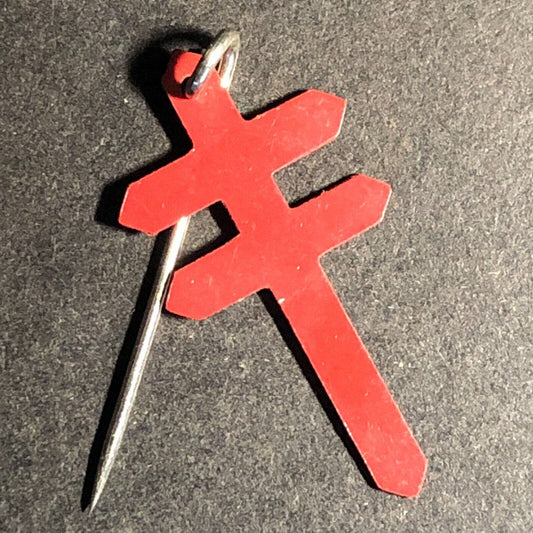 National Tuberculosis Association Thin Plastic Double Cross Logo Lapel Pin