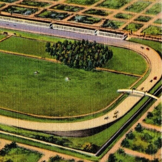 Indy 500 Linen Postcard 1930 "The Greatest Automobile Race Course" De Wolf News
