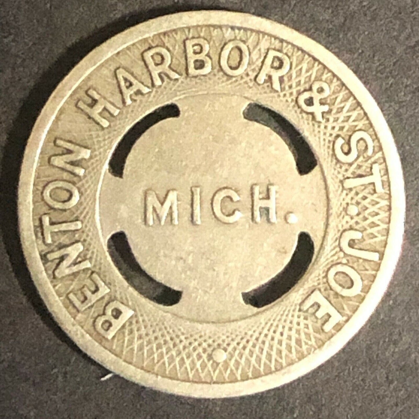c1930-40's 16mm Benton Harbor & St. Joe G/F One Fare Brass Token - MI