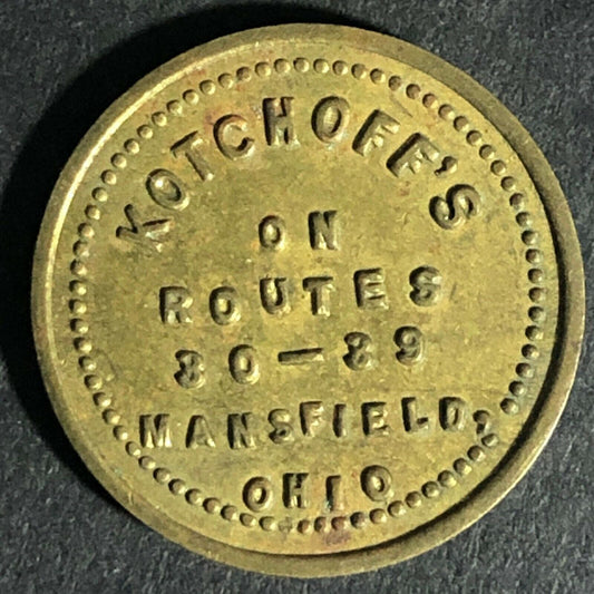 Kotchoff's Mansfield Ohio Token G/F 5c In Merchandise 20mm Scarce