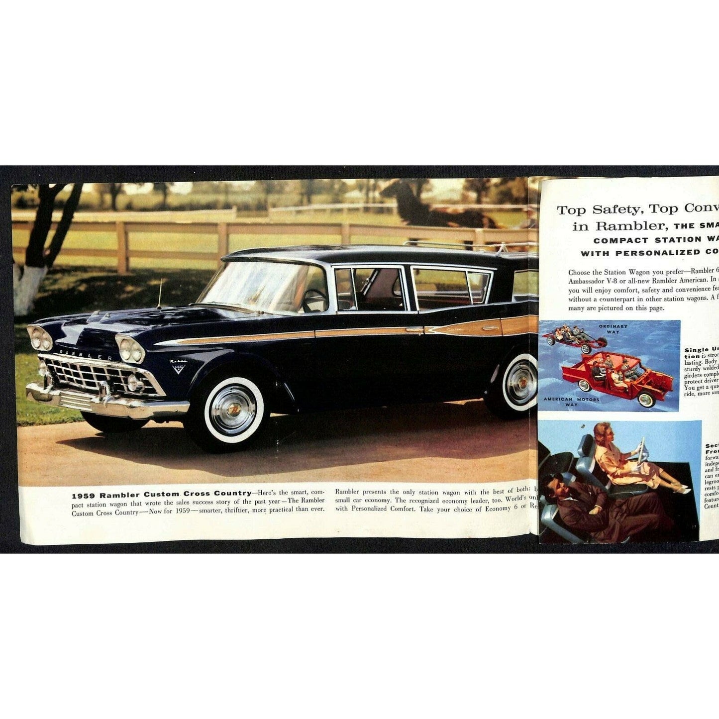 1959 Rambler Station Wagons Single Sheet Fold-Out Brochure w/ 6 Panels