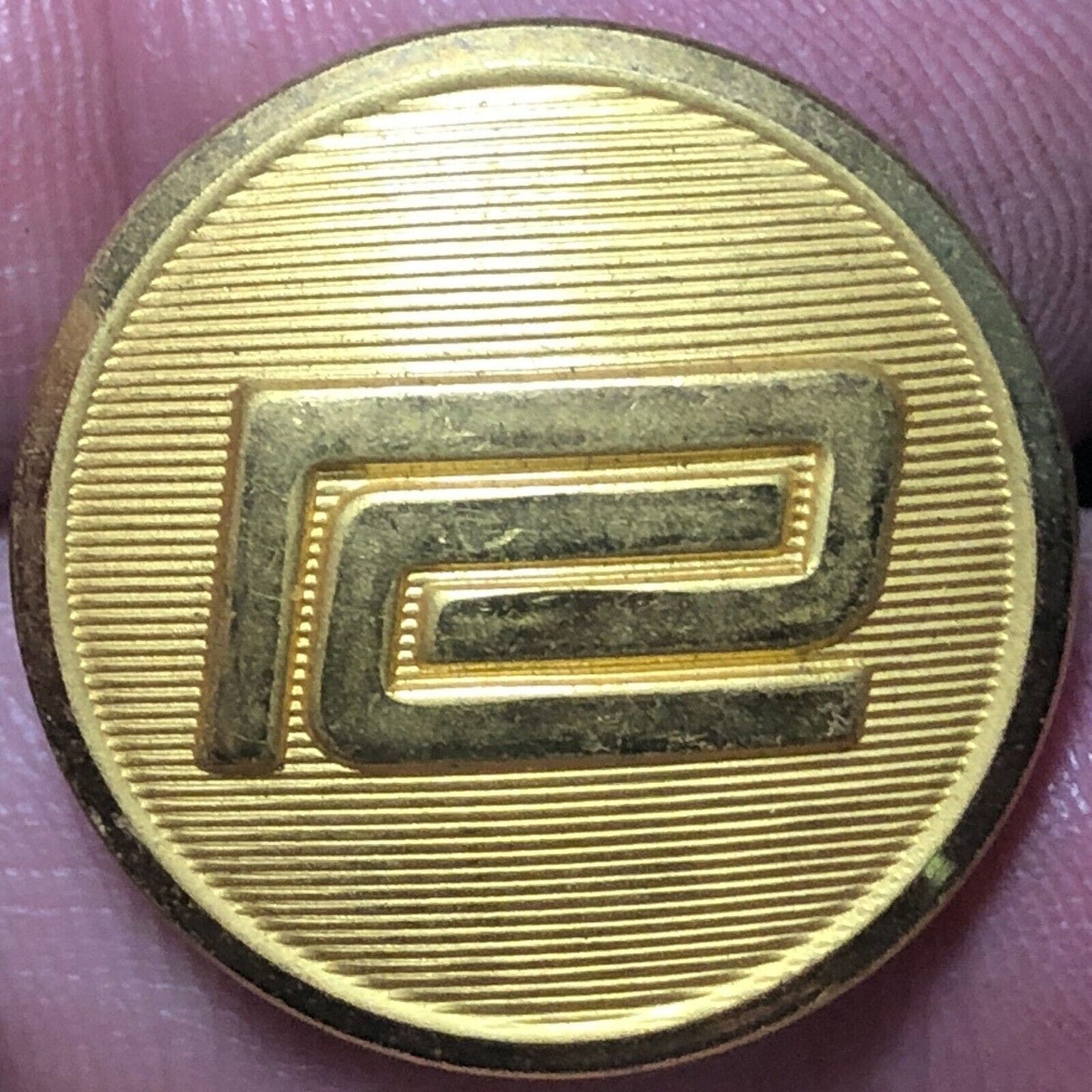 Penn Central Railroad Uniform Button Brasstone 3/4" Waterbury, CONN