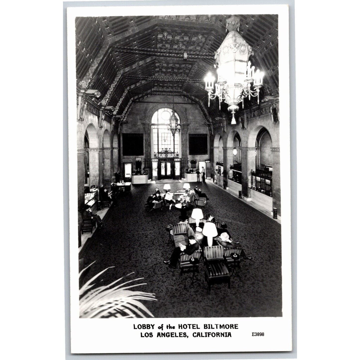 Lobby of Hotel Biltmore Los Angeles RPPC* Postcard - NP VGC