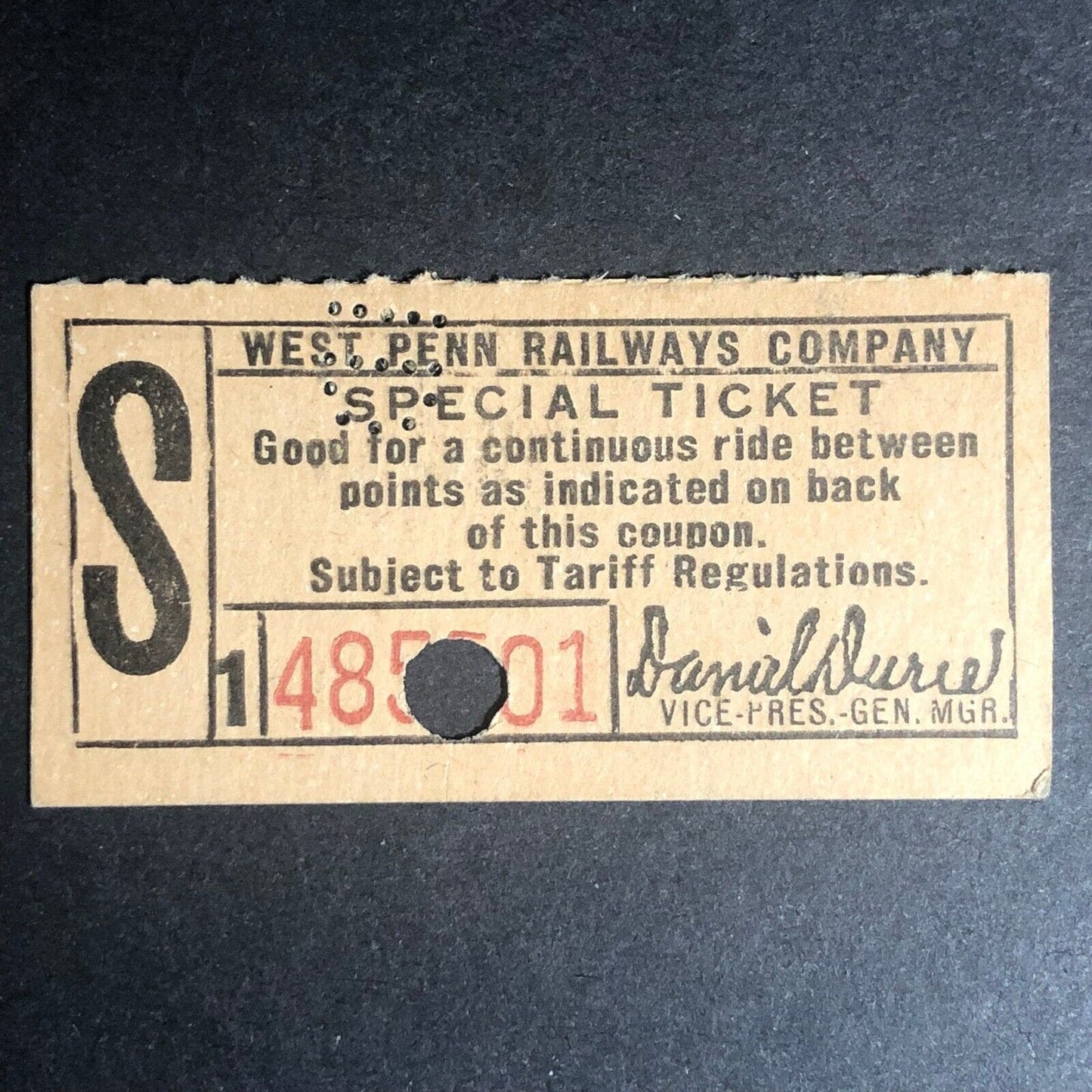 West Penn Railway Co "Special Ticket" Greensburg Uniontown Jeannette Stub