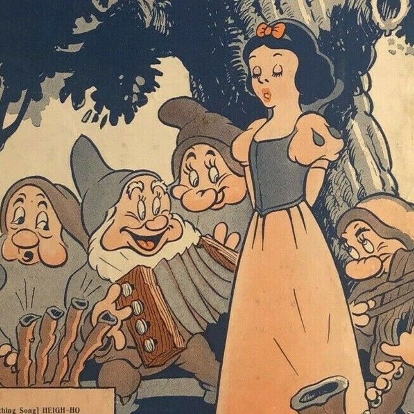 Vintage 1930's Disney Sheet Music - "Whistle While You Work" from "Snow White"