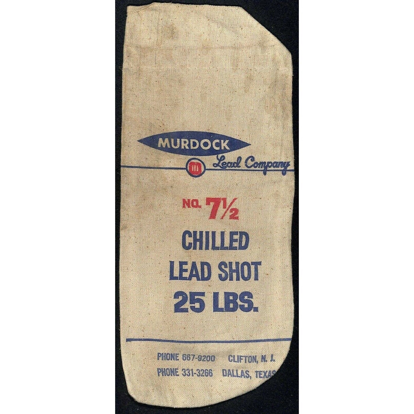 Vintage Sturdy Canvas 25lb Murdock Chilled Lead Shot Empty Bag #7 1/2