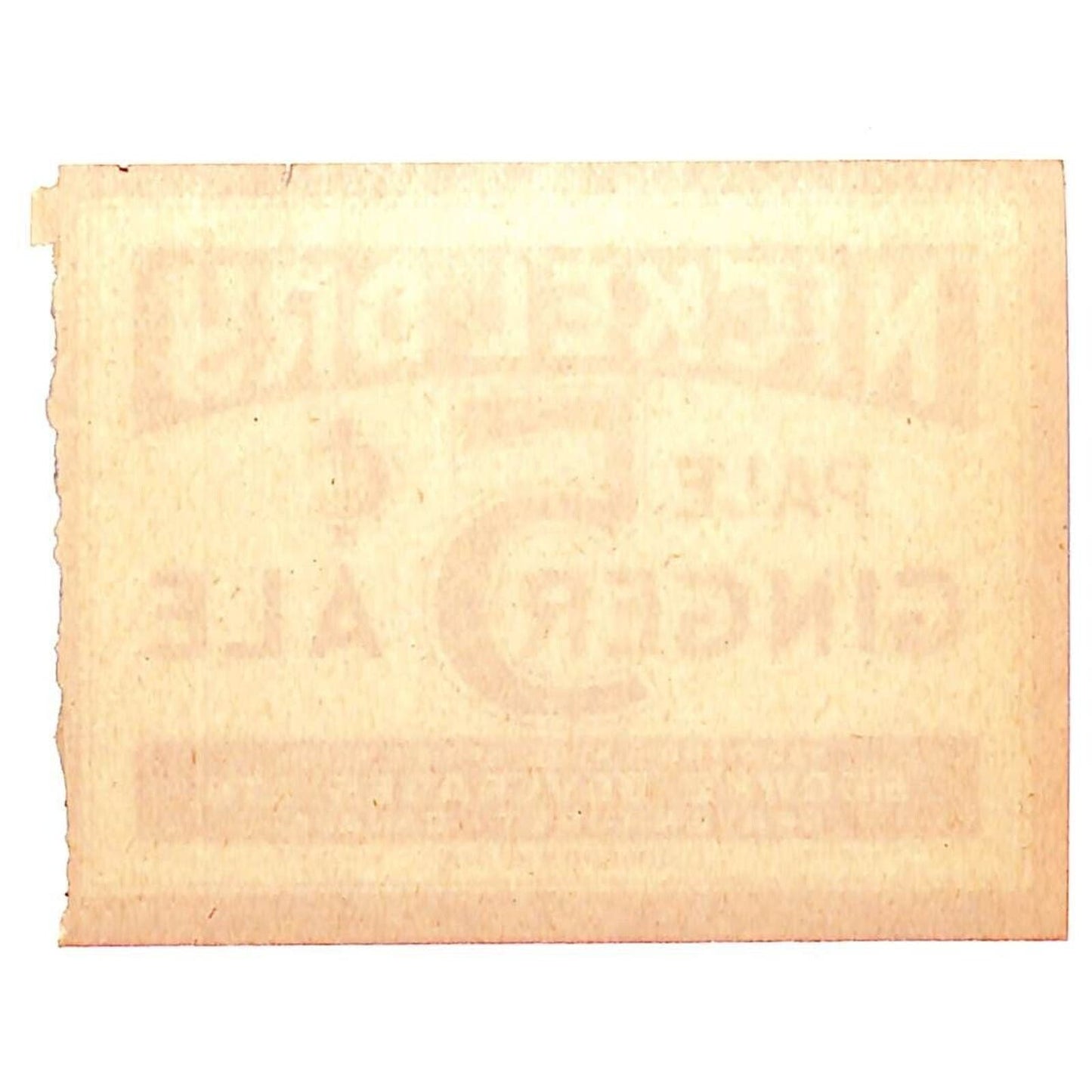 Nickle Dry Pale Ginger Ale Brown's Beverages Paper Soda Label Gravenhurst c1930s