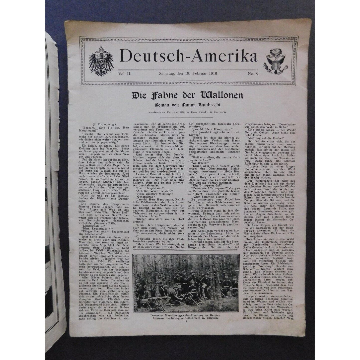 WWI Era - Deutsch-Amerika German-American Magazine - Feb 1916 16pgs