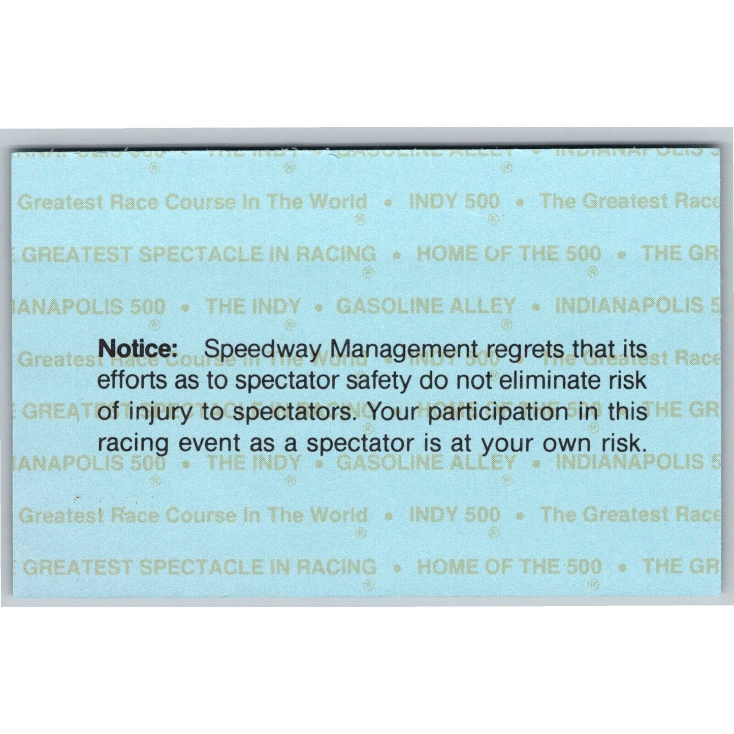 1997 Indy 500 Practice Day Grounds Admission Comp Ticket Pass Card IMS #5908 VGC