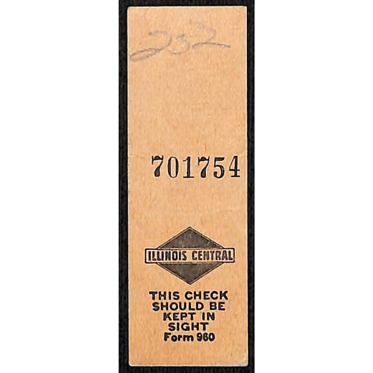 Illinois Central Railroad Seat Check #701754
