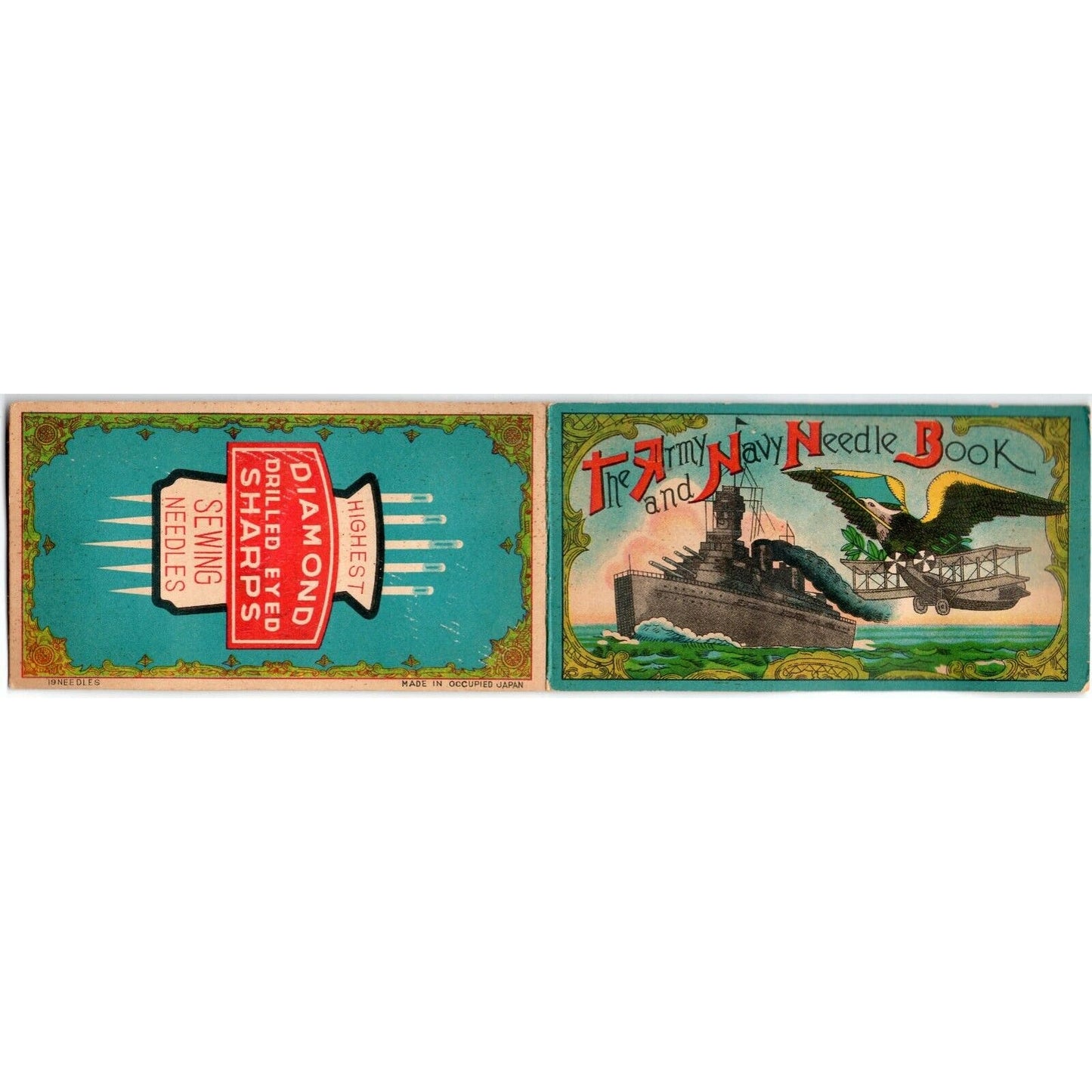 c1920's-30's Vintage Hand Sewing Needles Book - Army Navy Battleship VGC