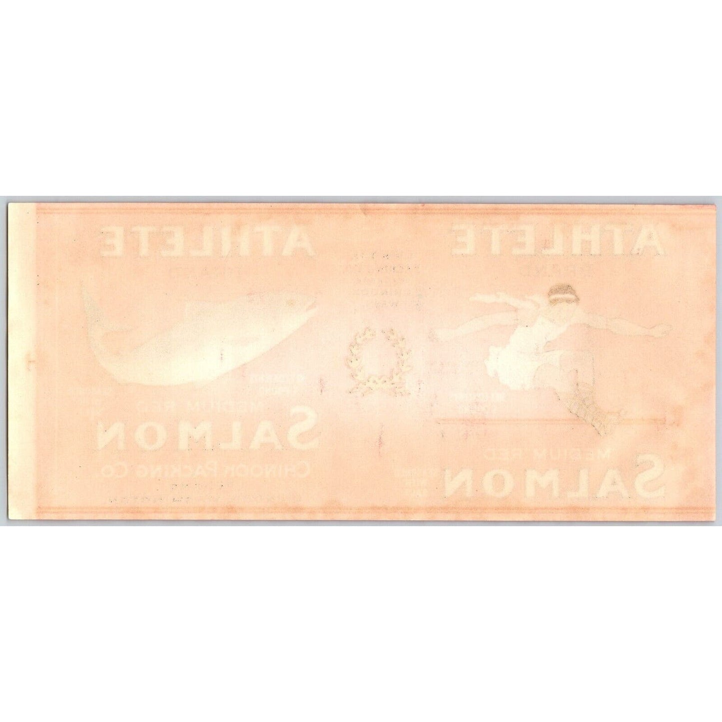 Athlete Brand Red Salmon Paper Can Label Chinook, WA c1910's Runner Jumper