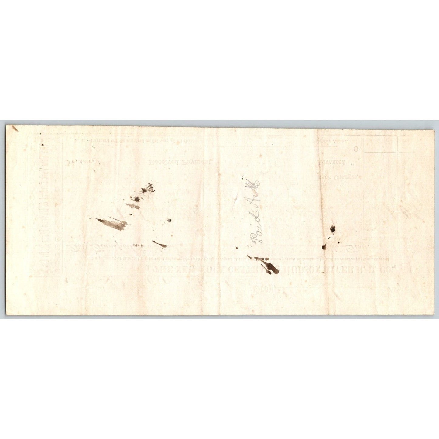New York Central and Hudson River Railroad 1872 Freight Receipt Troy, NY Scarce