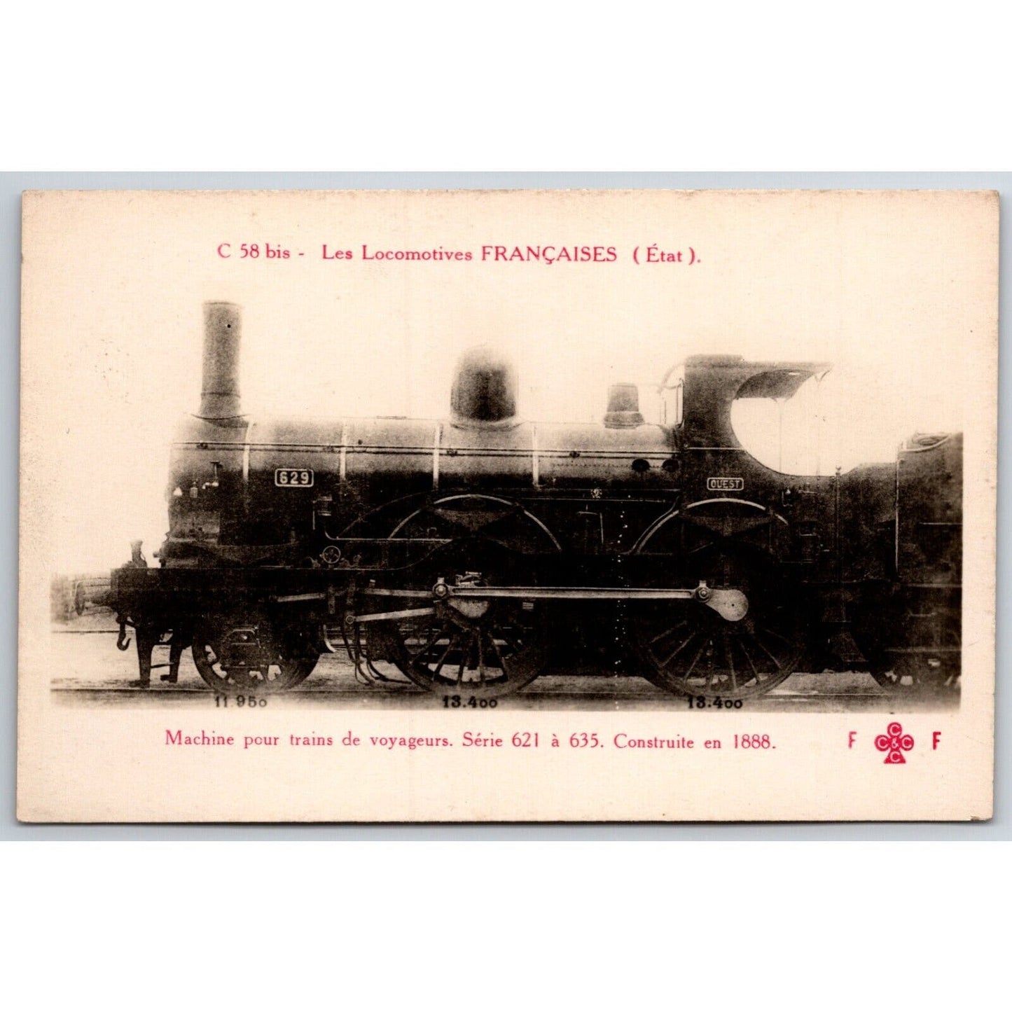 French Railroad RPPC* Postcard "Series 621 635" C 58 c1910 F. Fleury