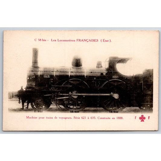 French Railroad RPPC* Postcard "Series 621 635" C 58 c1910 F. Fleury