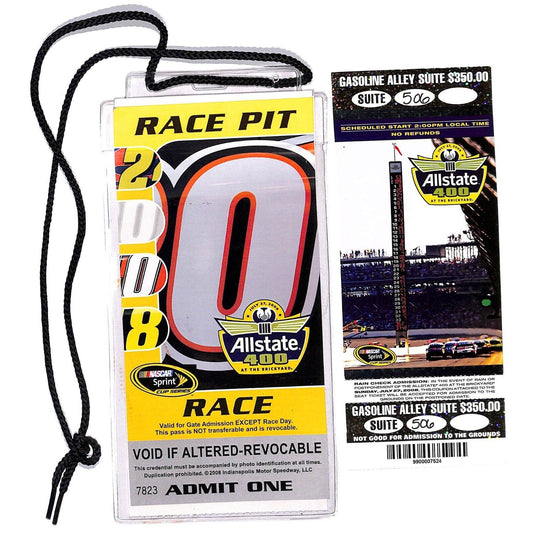 2008 Allstate 400 Ticket Stub Pit & Garage Pass w/ Lanyard The Ron Burton Estate