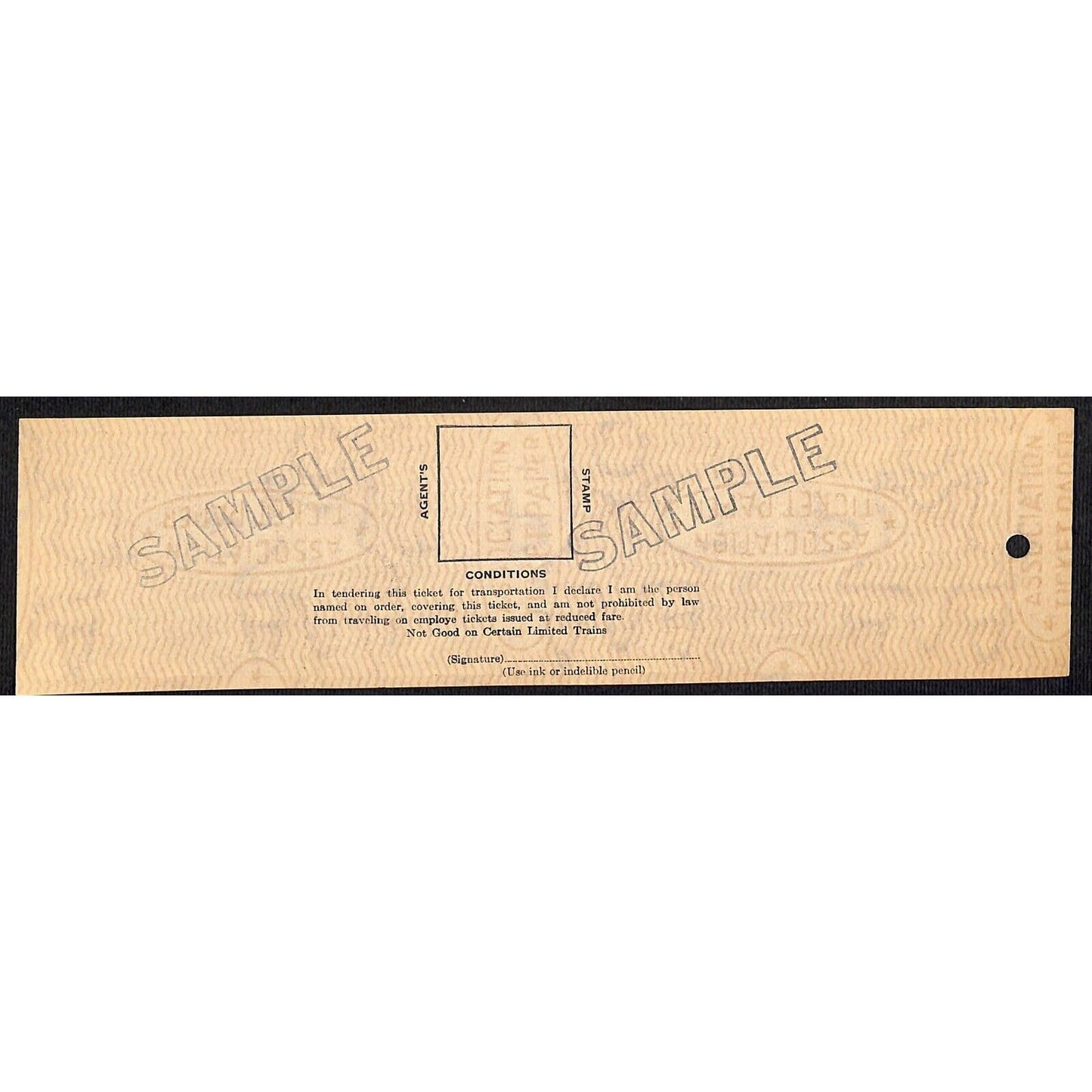Pennsylvania - Reading RR Seashore Line SAMPLE Employee Excursion Ticket #201