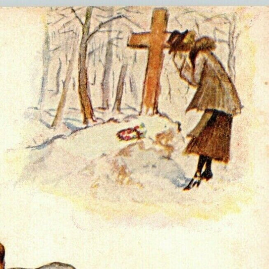 c1914-18 Russian Military Art Postcard - Will You Shed a Tear Over an Early Urn?