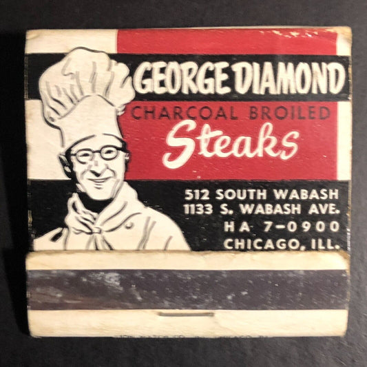 George Diamond Steak House Restaurant Chicago Mostly Empty Matchbook c1950's60's