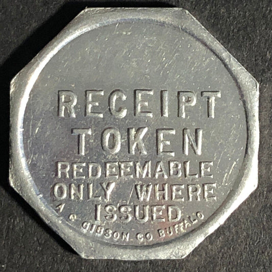 A.C. Gibson Co. 2300 Genesee St. Buffalo Alum. Receipt Token Octagon - 22.77mm