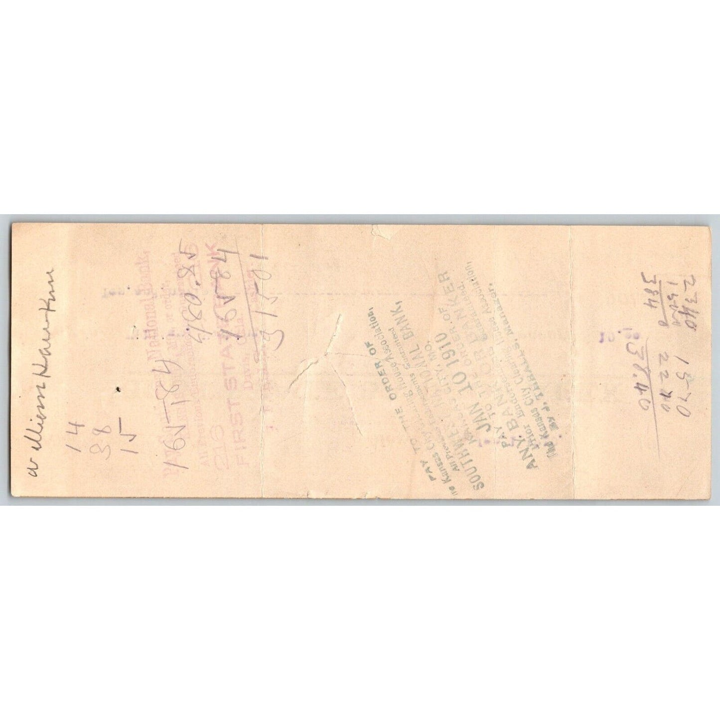 Alex, OK 1910 First State Bank of Alex Check - Scarce