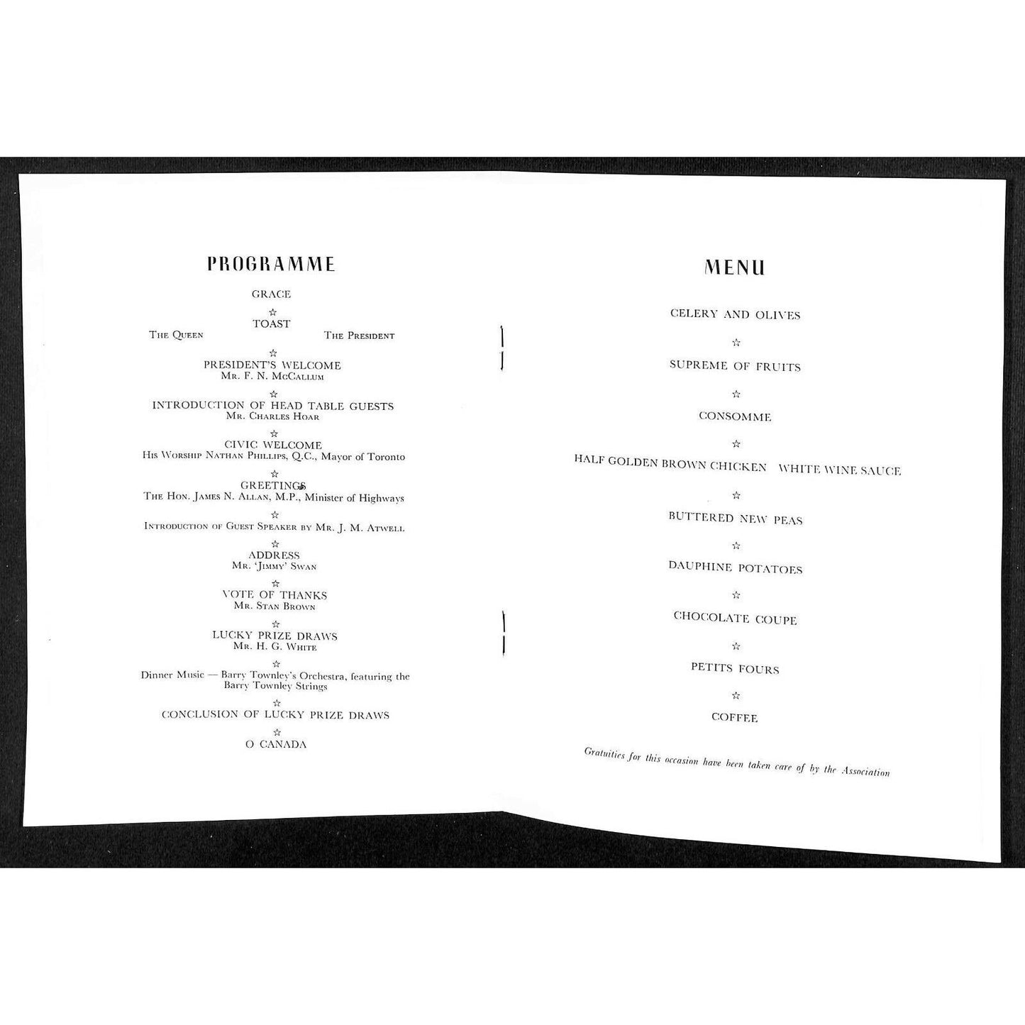 1956 Goodyear Menu Automotive Transport Assoc. of Ontario 30th Annual Banquet