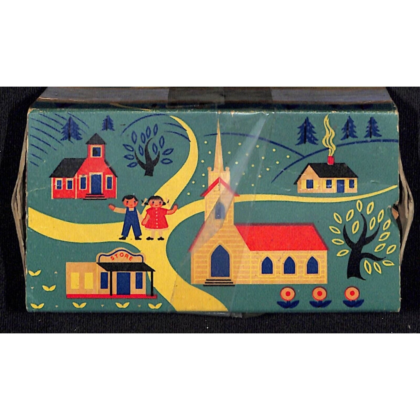 Ohio Blue Tip Matches 1955 Lg "Springtime" Matchbox Matchbook Church School Town
